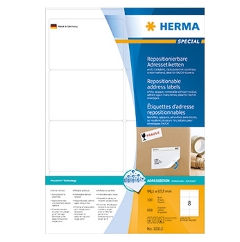 HERMA etiqueta removível 99,1 x 67,7 mm, 800 unidades.
