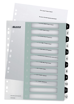 Leitz Registro imprimível PP A4+ 1-12 branco/preto