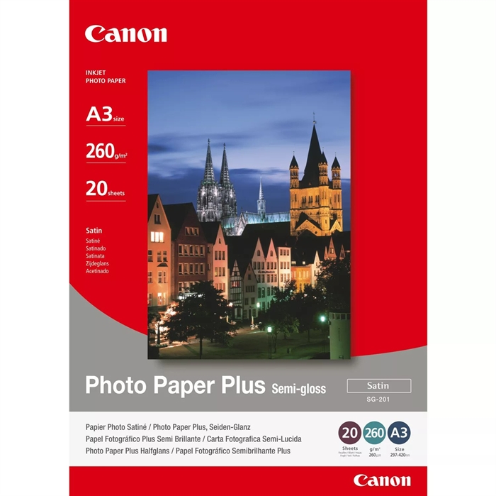Canon SG-201 Photo Plus Semi-gloss 260g/m² - A3, 20 folhas 