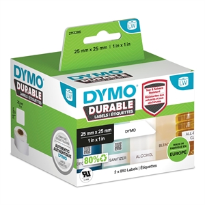 Dymo LabelWriter Durável quadrado multiuso 25 mm x 25 mm unidade.