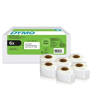 Dymo LabelWriter 25 mm x 54 mm Etiquetas de endereço de retorno 6 rolos de 500 unidades.