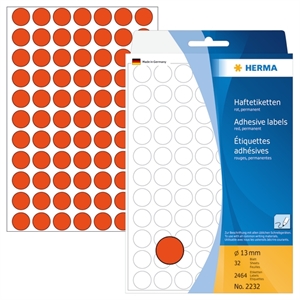HERMA etiqueta manual ø13 vermelha mm, 2464 unidades.