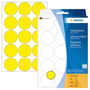 HERMA etiqueta manual ø32 amarelo mm, 480 unidades.