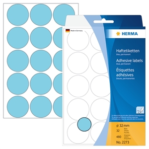 HERMA etiqueta manual ø32 azul mm, 480 unidades.