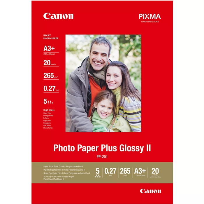 Canon PP-201 Photo Paper Plus II 265g/m² - A3+, 20 folhas 