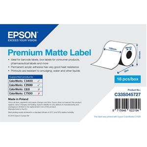 Epson Premium Matte Label - Rolo Contínuo: 105mm x 35m