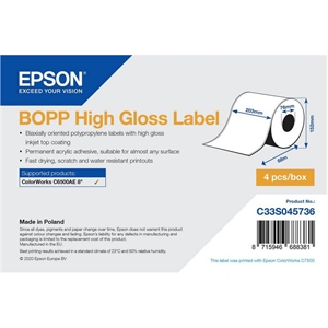 Etiqueta Epson BOPP alto brilho - Rolo contínuo: 203 mm x 68 m