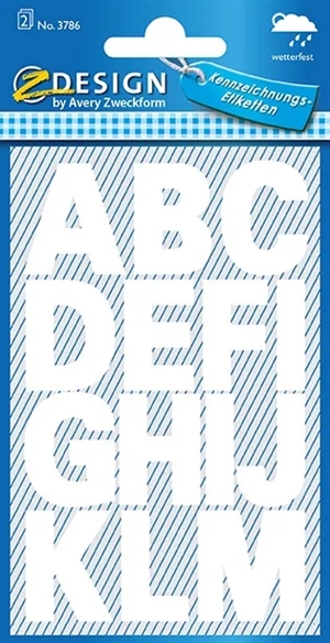 As etiquetas manuais da Avery, letra A-Z, 25 mm de altura, cor branca, vem em um pacote com 30 unidades.