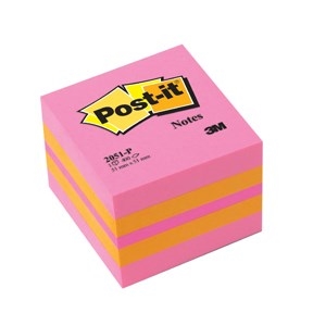 3M Post-it notas 51 x 51 mm, mini bloco de notas cubo cor-de-rosa.