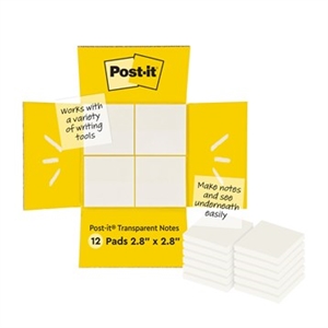 3M Post-it Notes transparentes 73 x 73 mm - pacote com 12 unidades