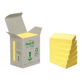 3M Notas Post-it 38 x 51 mm, amarelo reciclado - 6 pacotes