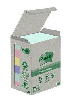 3M Post-it Notes 38 x 51 mm, com cores sortidas recicladas - pacote com 6 unidades