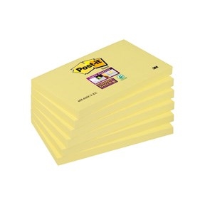3M Post-it notas super adesivas 76 x 127 mm, amarelas - 6 pacotes
