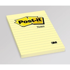 3M Post-it Notes 102 x 152 mm, lined yellow.