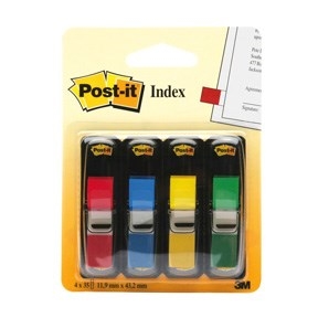 3M Post-it Indexfaner 11,9 x 43,1 mm, assorted colors - pacote com 4 unidades