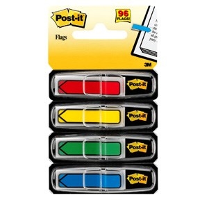 3M Post-it Index tabs 11.9 x 43.1 mm, "arrow" assorted colors - 4 pack.