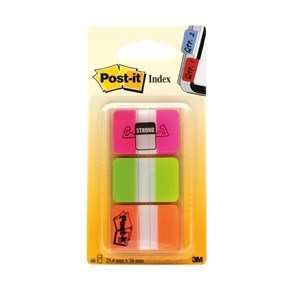 3M Post-it Index Tabs 25.4x38.1 Strong assassino. neon - pacote com 3 unidades
