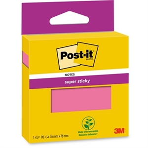 3M Post-it notes super aderentes, rosa, 76 x 76 mm, - 90 folhas