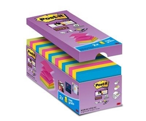 3M Post-it Z-Notes 76 x 76 mm, Super Sticky V-Pack - 16 pack3M Post-it Z-Notes 76 x 76 mm, Super Sticky V-Pack - embalagem com 16 unidades.