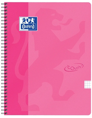 Caderno Oxford Touch A5+ quadriculado 5x5 70 folhas 90g rosa.
