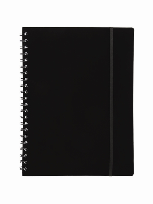 Büngers Caderno A4 de plástico com encadernação em espiral preta