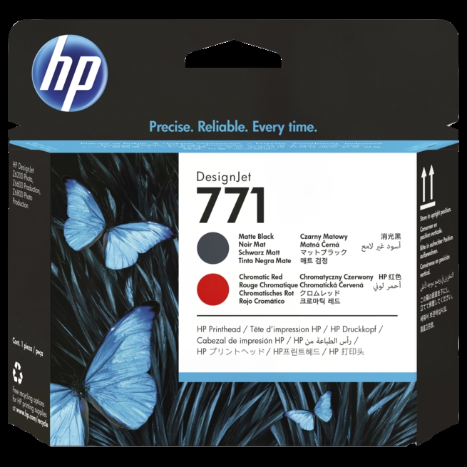 HP 771 Cabeça de Impressão Fosca Preta/Vermelho Cromático