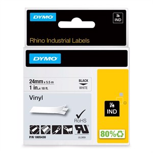 Tape Rhino 24mm x 5,5m vinil colorido pr/blanco