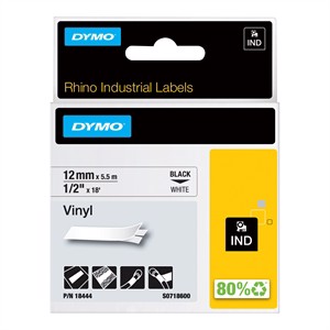 Tape Rhinoceros 12mm x 5,5m preto/branco em vinil