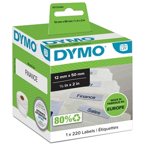 Dymo Etiqueta para pendurar pastas 12 x 50 permanente branca mm, 220 unidades.