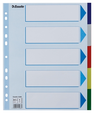 Esselte separadores PP A4 maxi, com 5 divisões coloridas.
