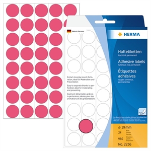 HERMA etiqueta manual de 19 mm vermelho neon, pacote com 960 unidades.