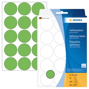 HERMA etiqueta manual ø32 verde mm, 480 unidades.