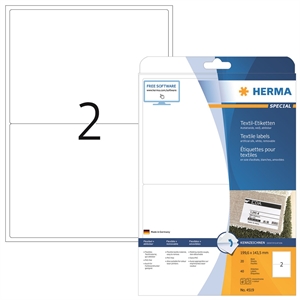 Etiqueta de nome/textil HERMA removível 199,6 x 143,5 branca mm, 40 unidades.