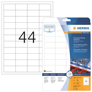 HERMA etiqueta película extra resistente 48,3 x 25,4 mm, acabamento fosco, 440 unidades.