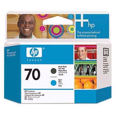 HP 70 - Cabeças de impressão fosco preto e ciano