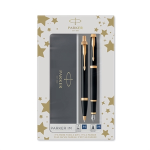 Parker Conjunto Duo IM GT de caneta esferográfica + caneta tinteiro preto/dourado