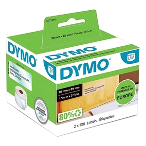 Dymo Label Addressing 36 x 89 perm transp mm, 260 unidades.