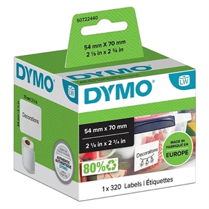Dymo Label Multipurpose 54 x 70 branco permanente (320 unidades).