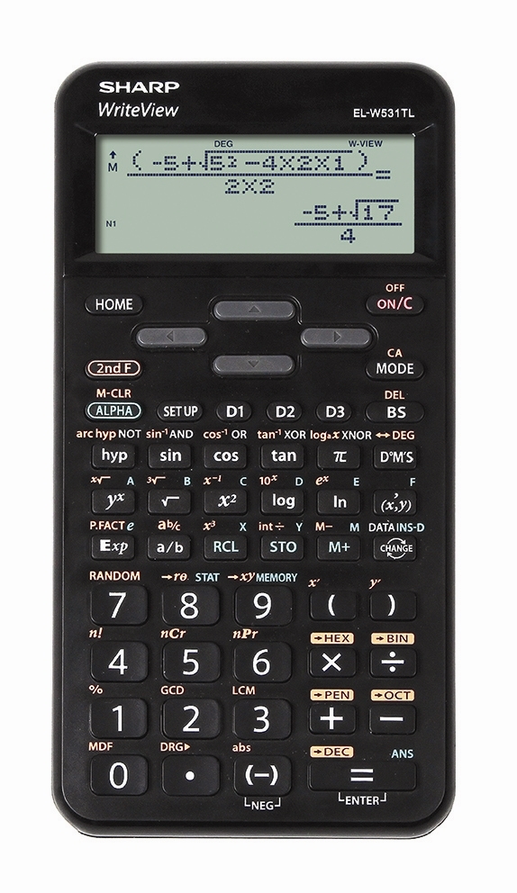 Calculadora científica Sharp EL-W531TL preta.