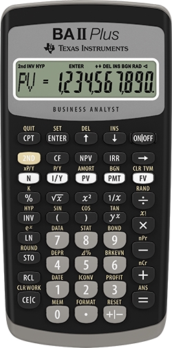 Texas Instruments BAII Plus manual do Reino Unido da calculadora financeira.