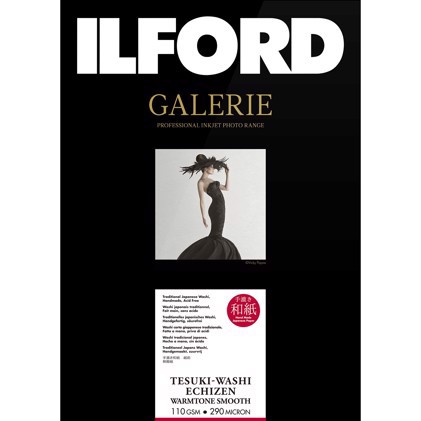 Ilford GALERIE Tesuki-Washi Echizen Warmtone  Smooth 110 - A3+ deckle edge, 10 folhas 